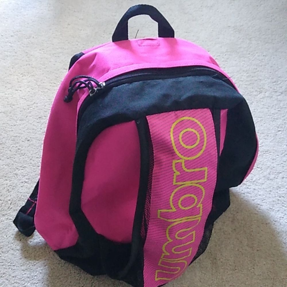 Youth Umbro Soccer Backpack. Pink/Neon Green/Black.